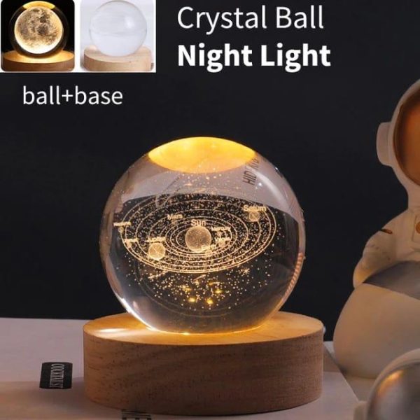 3D Solar System Crystal Ball Night Light